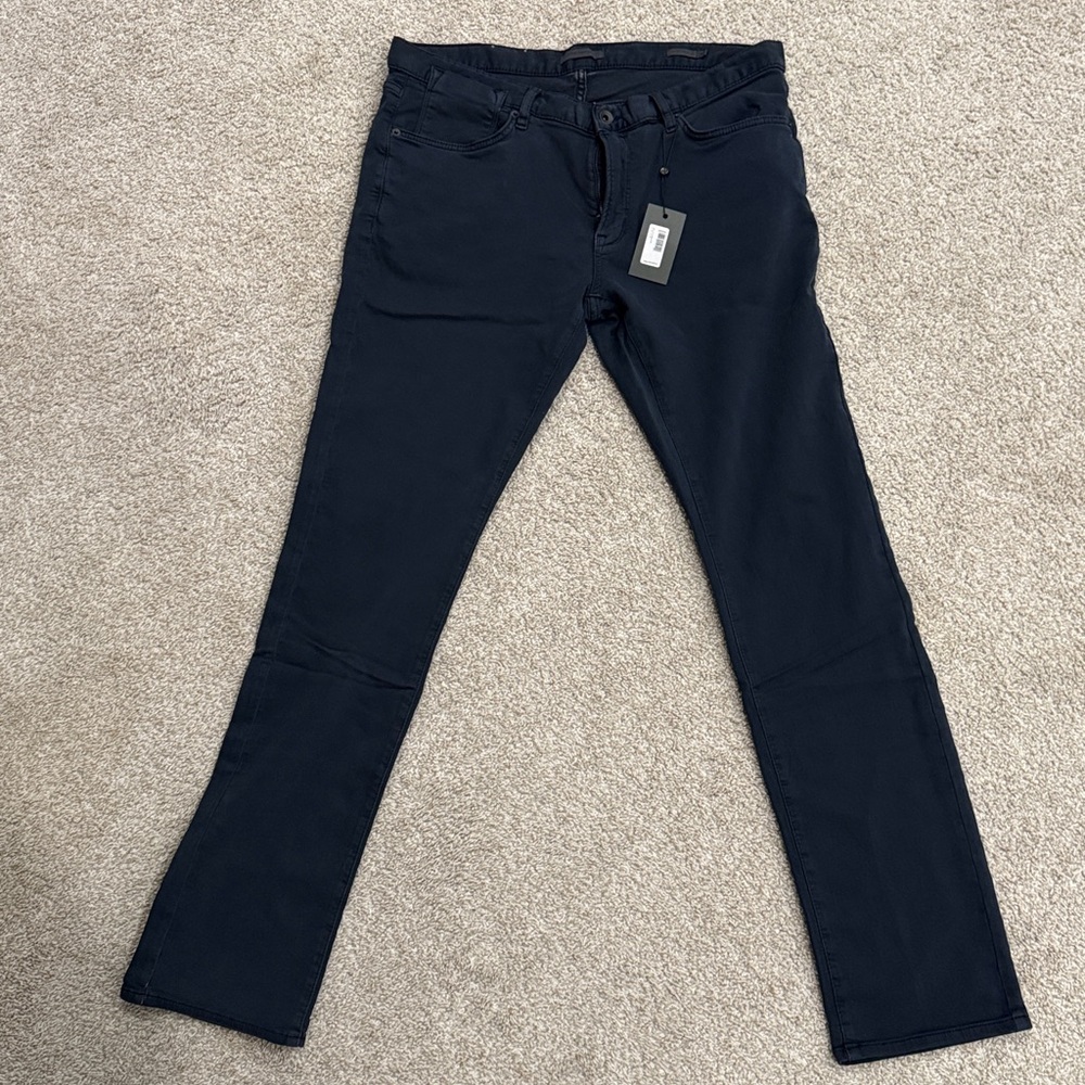 John Varvatos Mens  J701 Navy Blue WEFT Regular Fit Jeans 36 Reg